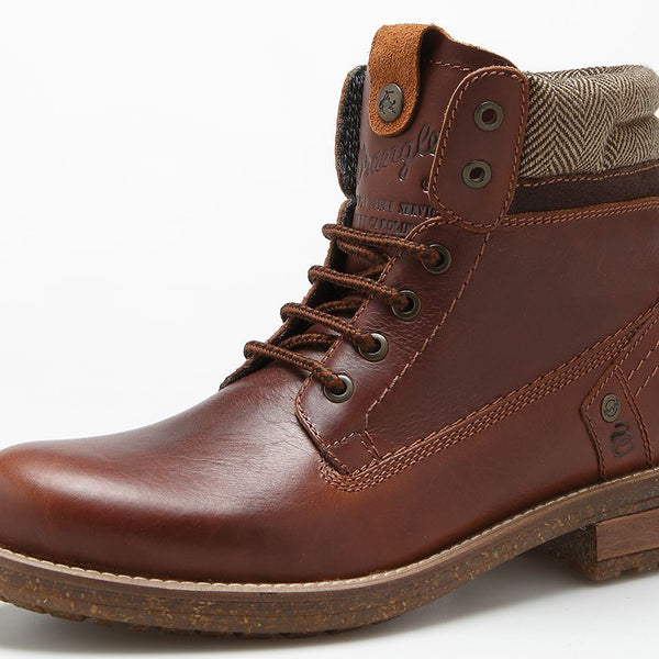Wrangler Hill Tweed Lace Leather Combat Mens Boots