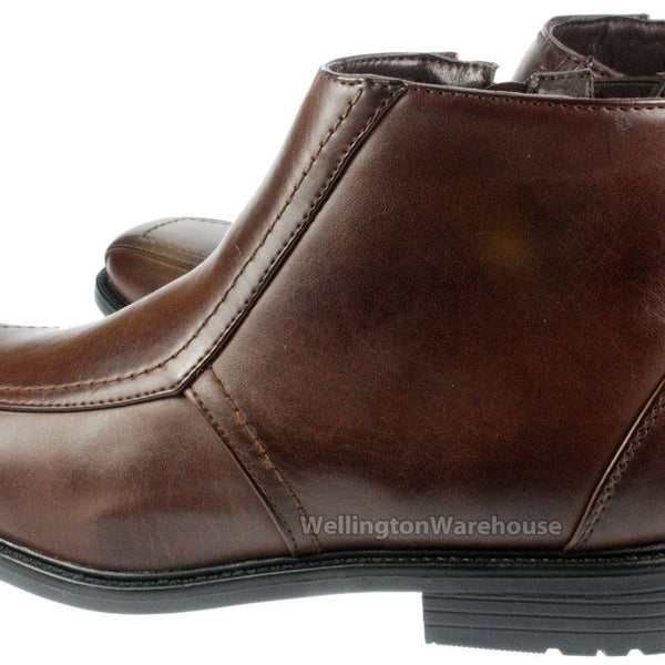 US Brass Mens Johnson smart brown zip up ankle chelsea boots