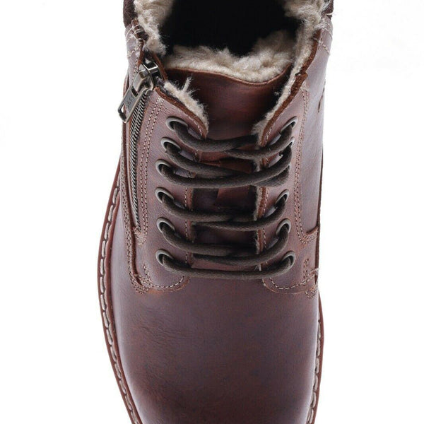 Red Tape Crick Sawston Mens Brown Fleece Zip Leather Warm Lace Up Boots