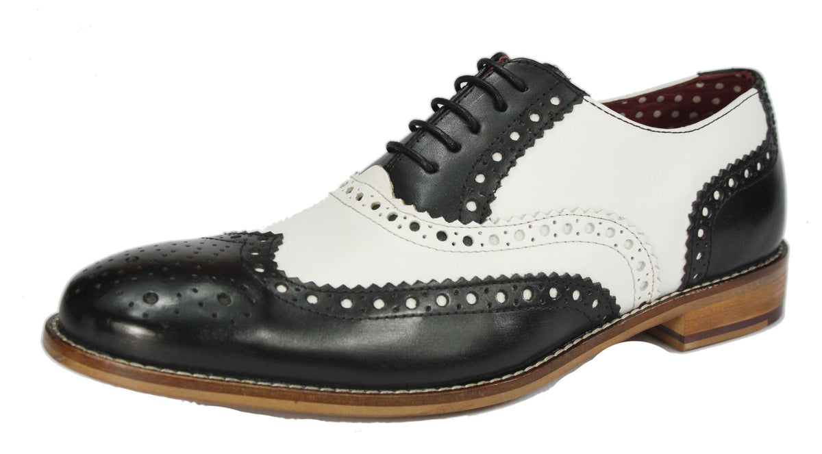 London Brogues Mens Leather Lace Up Wingtip Formal Gatsby Evening Brogue Shoes