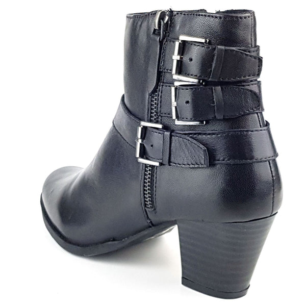 Frank James Kelso Leather Womens Western Zip Ankle Buckle Boots