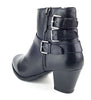 Frank James Kelso Leather Womens Western Zip Ankle Buckle Boots