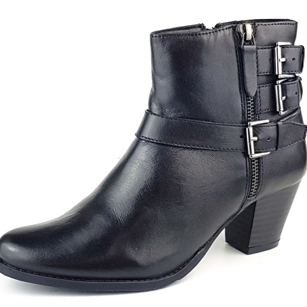 Frank James Kelso Leather Womens Western Zip Ankle Buckle Boots