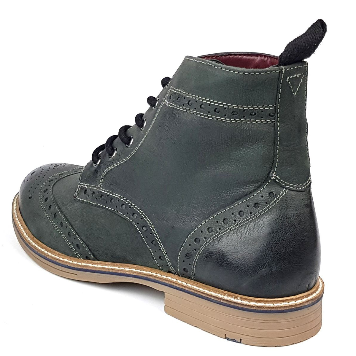 Frank James Bexley Leather Lace Up Brogue Rubber Sole Mens Boots