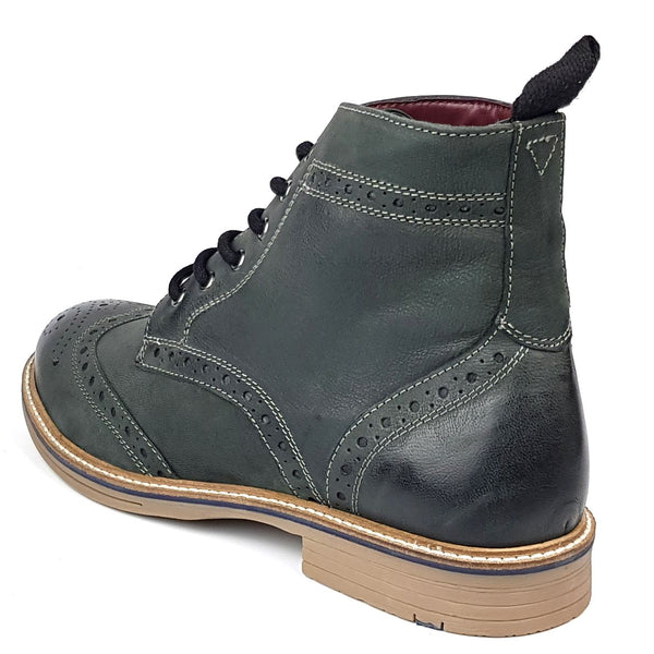 Frank James Bexley Leather Lace Up Brogue Rubber Sole Mens Boots