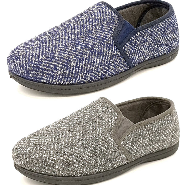 Dunlop Joel Mens Moccasin Slippers Twin Gusset Memory Foam