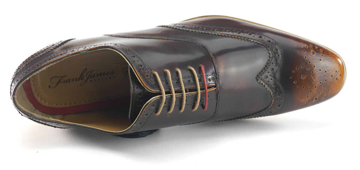 Frank James Norbury Leather Hi Shine Lace Up Mens Brogue Shoes