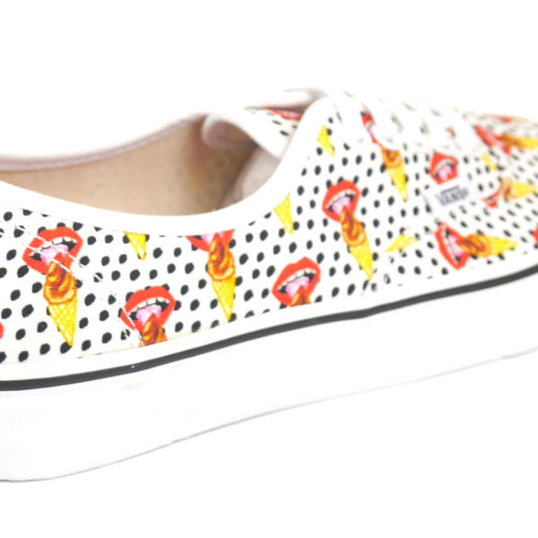 VANS Authentic Kendra Dandy Scream Lips White Lace Up Womans Trainers Canvas