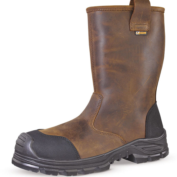 Jallatte Jalcypress Brown Full Grain Leather Rigger Safety Work Boots
