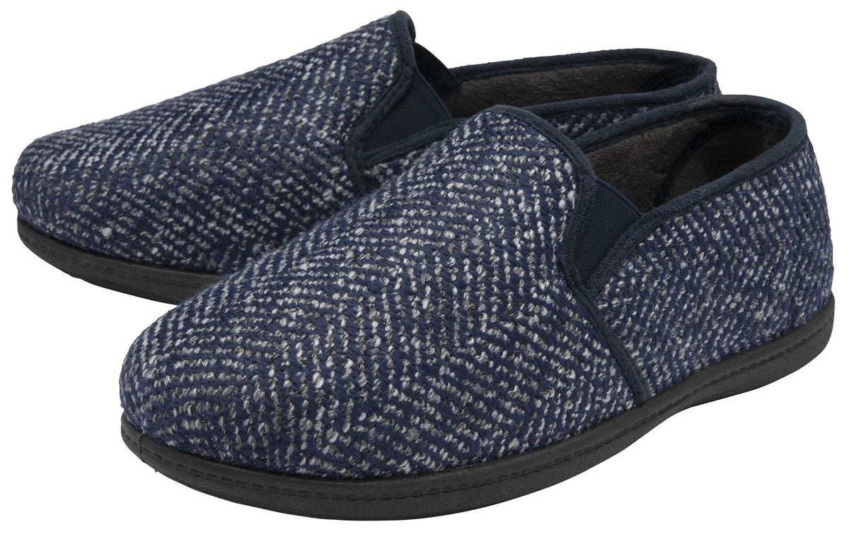 Dunlop Joel Mens Moccasin Slippers Twin Gusset Memory Foam