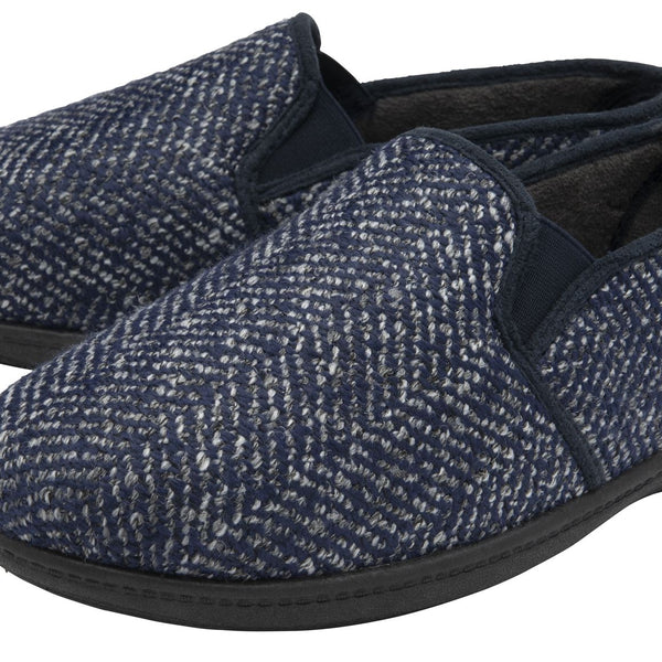 Dunlop Joel Mens Moccasin Slippers Twin Gusset Memory Foam