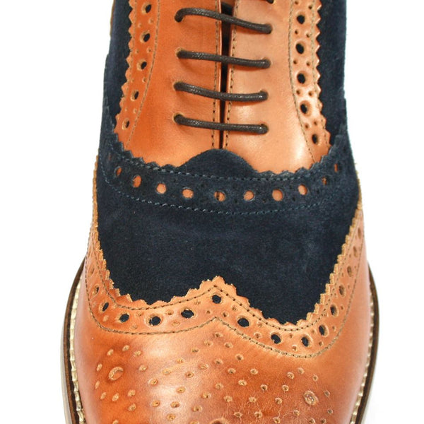 London Brogues Mens Leather Lace Up Wingtip Formal Gatsby Evening Brogue Shoes