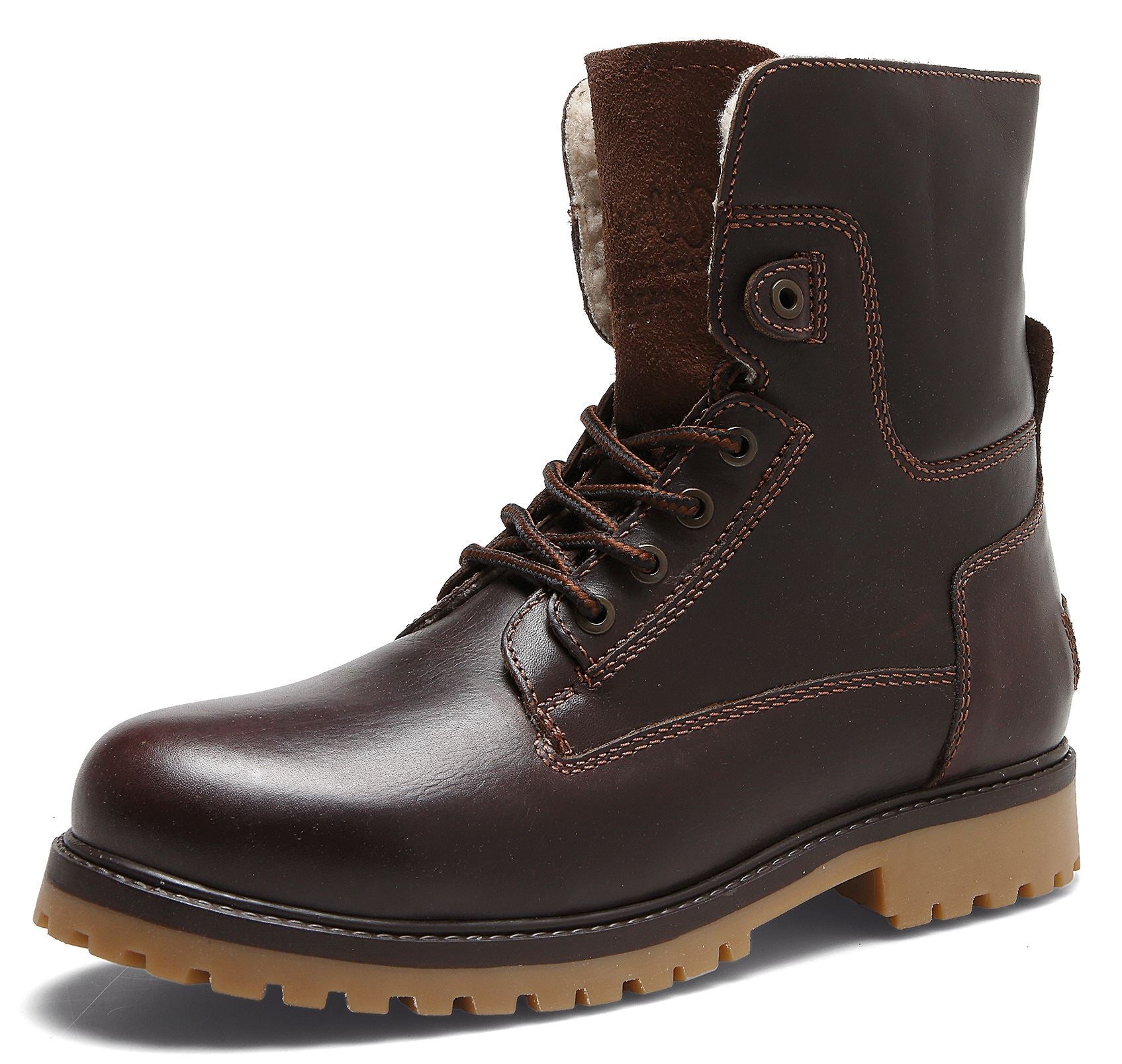 Wrangler Aviator Mens Hi Leg Lace Up Leather Warm Boots Foot Box