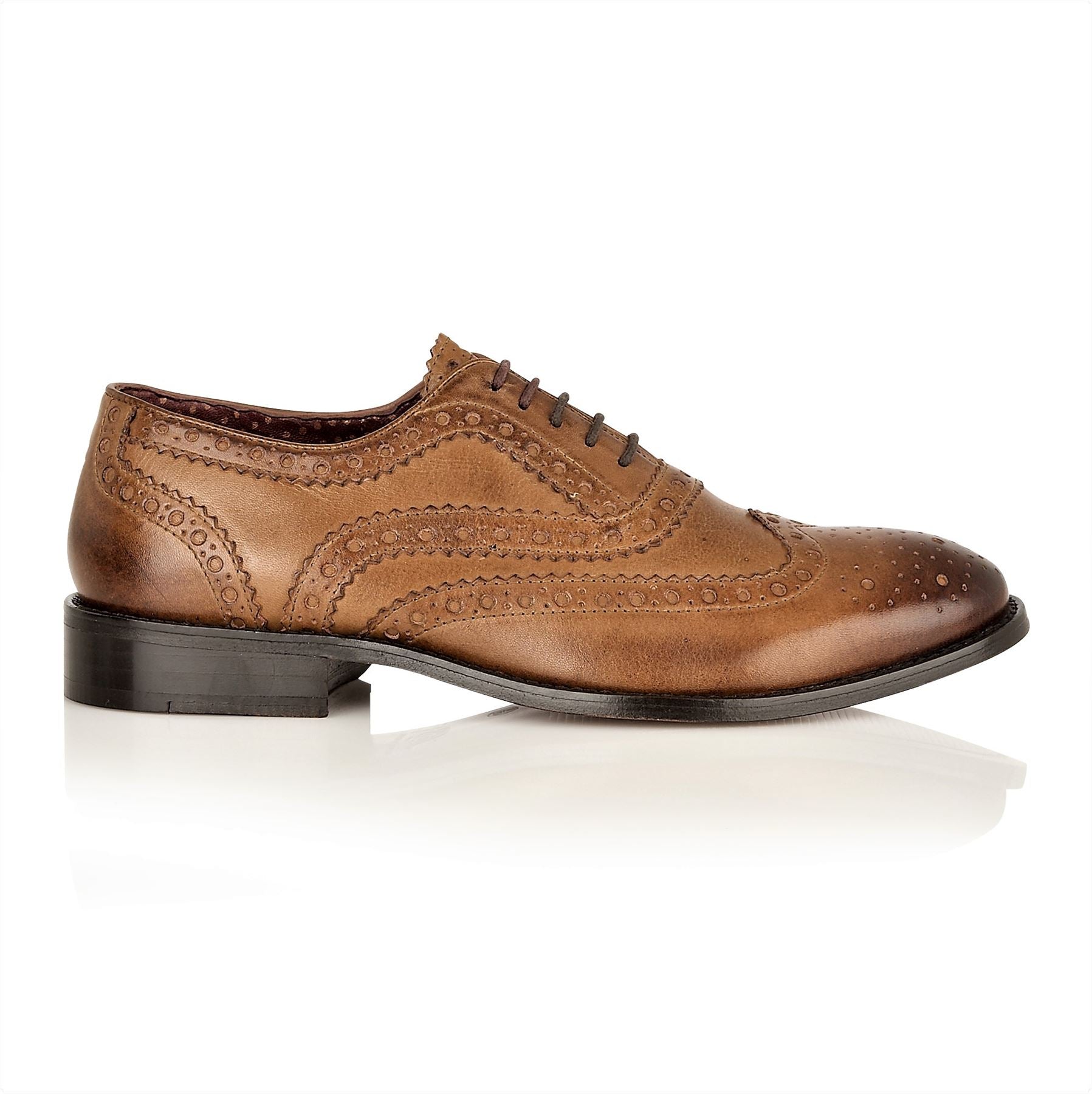 London Brogues Watson Leather Sole Mens Two Tone Lace Up 5 Eye Formal Foot Box