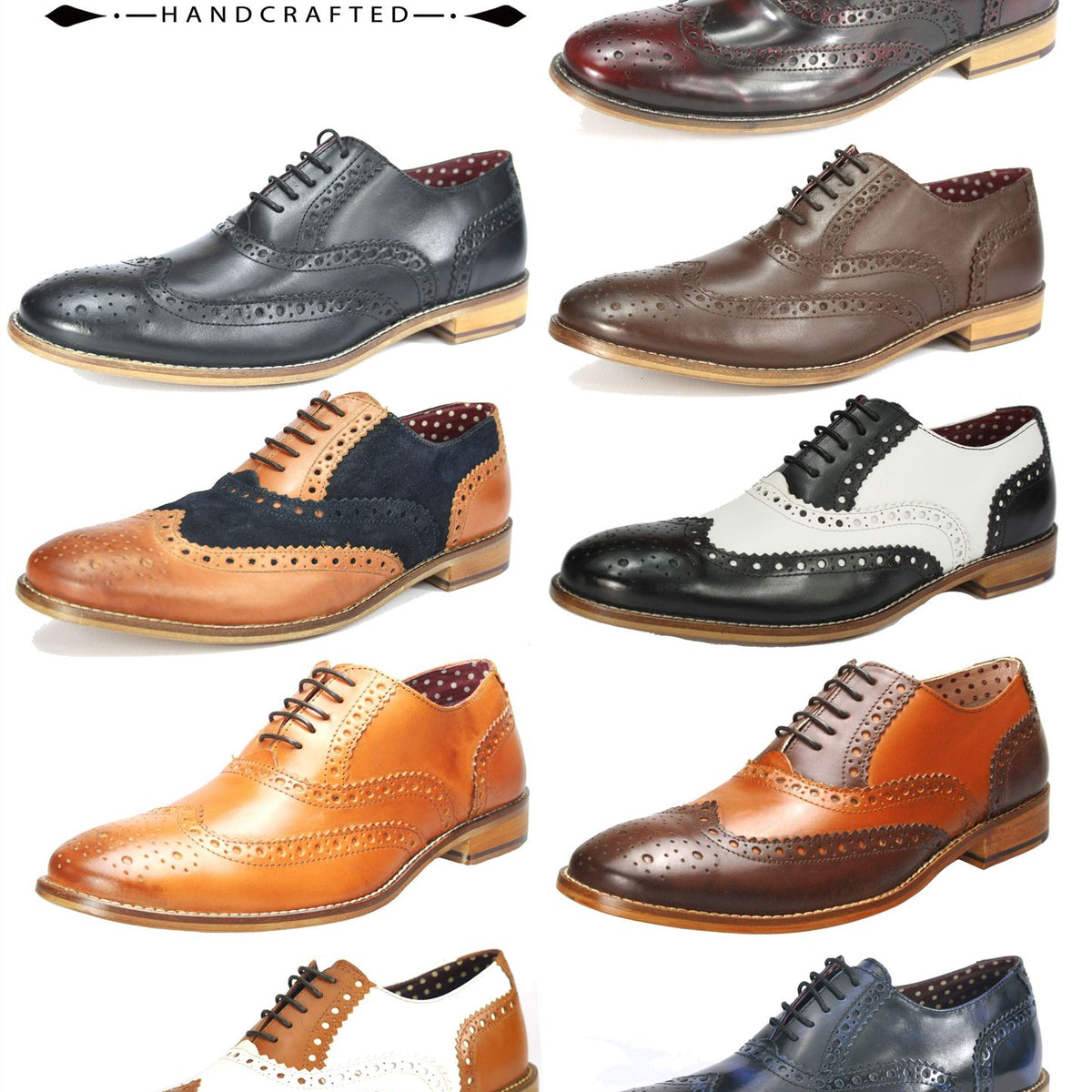 London Brogues Mens Leather Lace Up Wingtip Formal Gatsby Evening Brogue Shoes