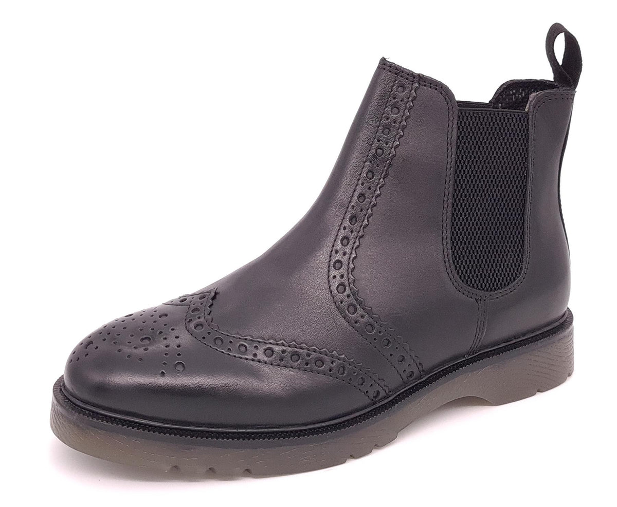 Frank James Warkton Leather Pull On Mens Brogue Chelsea Boots