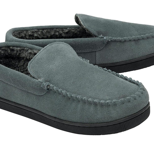 Dunlop Nathan Suede Leather Mens Memory Foam Loafer Slippers