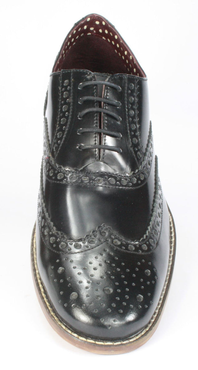 London Brogues Mens Leather Lace Up Wingtip Formal Gatsby Evening Brogue Shoes