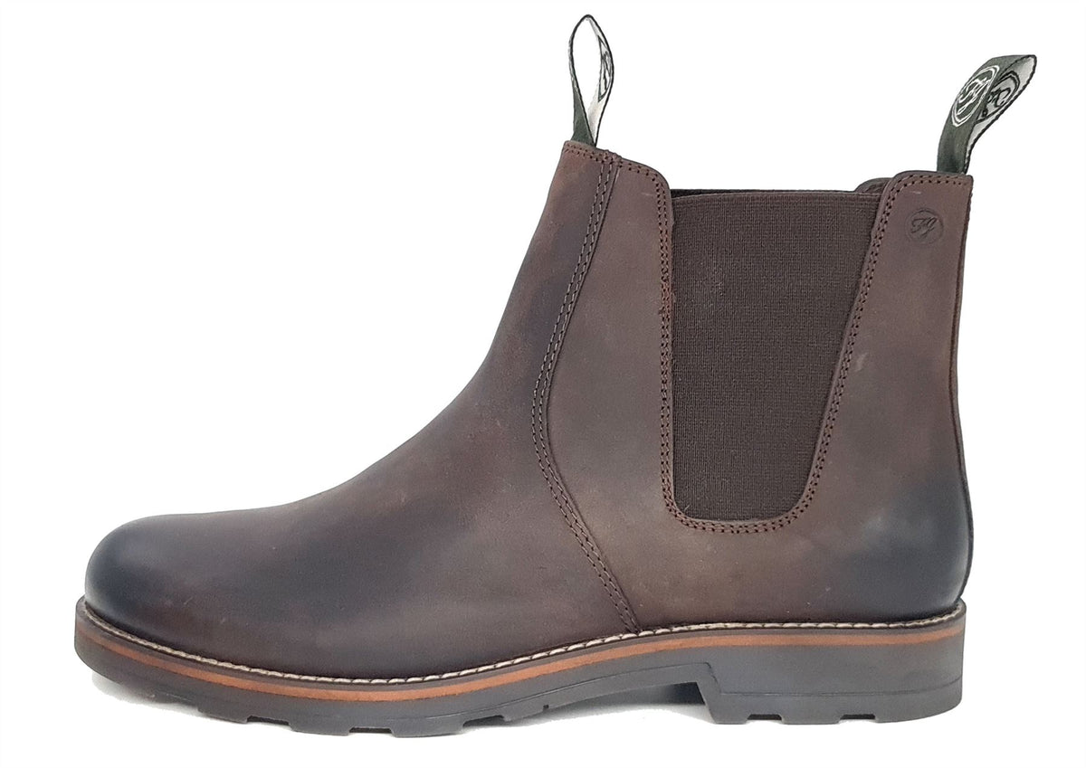 Frank James Brigstock Brogue Leather Pull On Mens Brogue Chelsea Dealer Boots