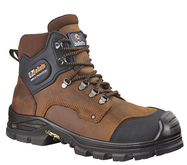 Jallatte Jalirok S3 Brown Leather Vibram Steel Safety Toecap Lace Up Mens Work Boots