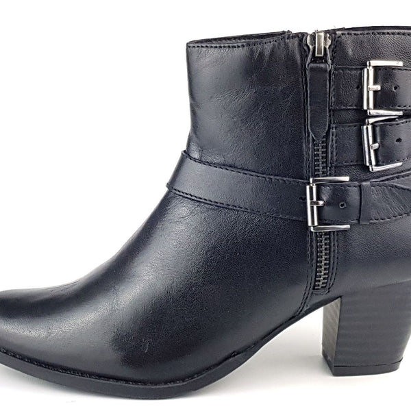 Frank James Kelso Leather Womens Western Zip Ankle Buckle Boots