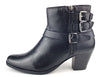 Frank James Kelso Leather Womens Western Zip Ankle Buckle Boots