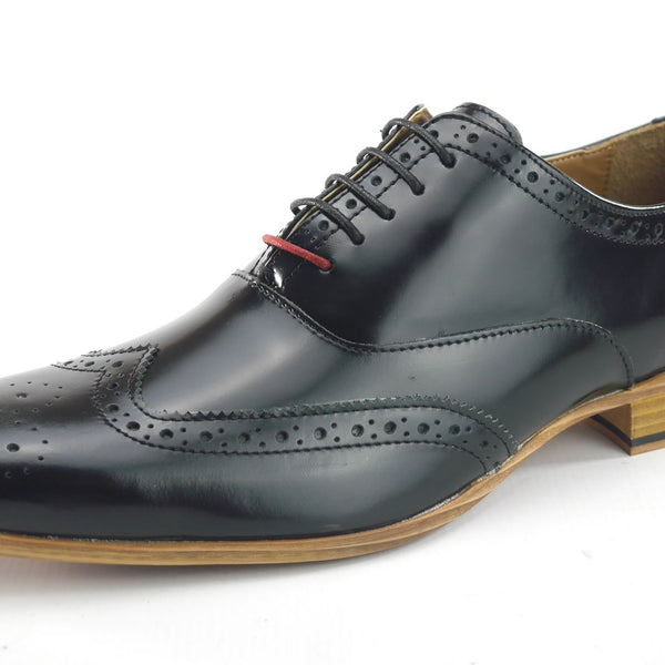 Frank James Norbury Leather Hi Shine Lace Up Mens Brogue Shoes