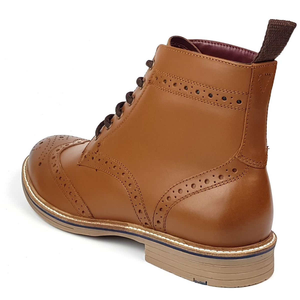 Frank James Bexley Leather Lace Up Brogue Rubber Sole Mens Boots