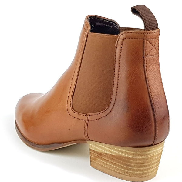 Frank James York Womans Pointed Leather Chelsea Pull On Ankle Heel Boots