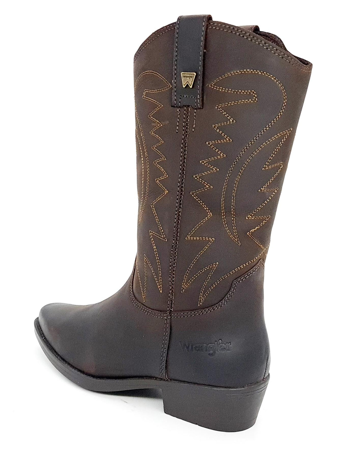 Wrangler Tex Hi Mens Leather Pull on Pointed Cowboy Western Boots