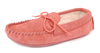 Coopers Suede Wool Lined Ladies Pink Moccasin Slippers Made In England