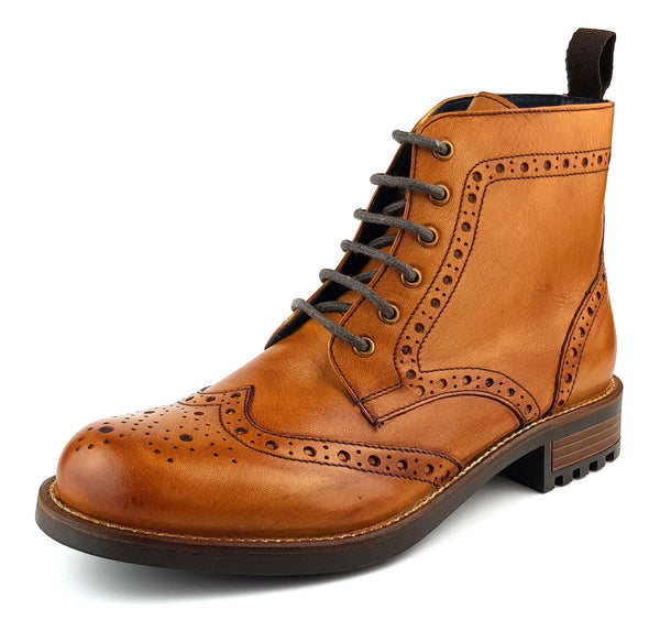 Frank James Camden High Quality Cleated Real Leather Lace Up Brogue Mens Boots