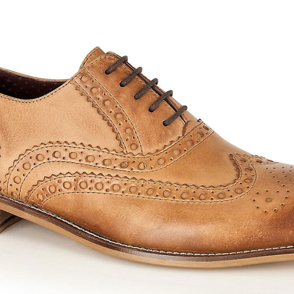 London Brogues Mens Leather Lace Up Wingtip Formal Gatsby Evening Brogue Shoes