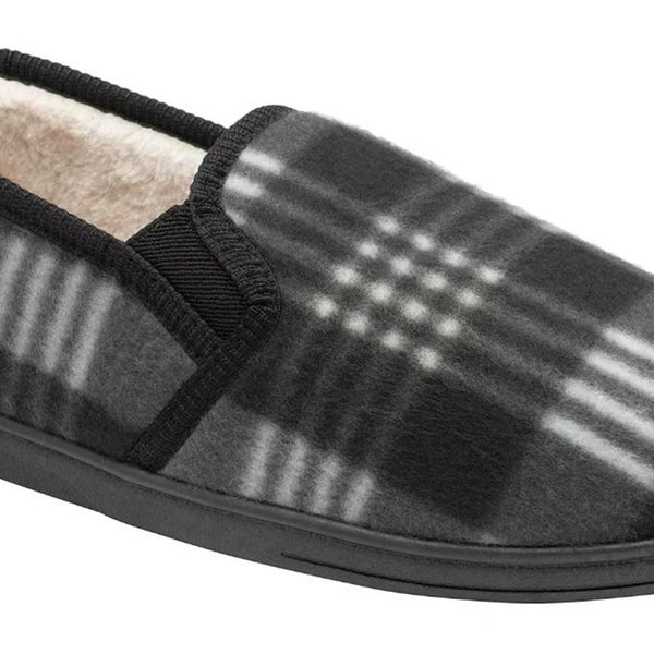 Dunlop Raymond Memory Foam Slip On Mule Moccasin Tartan Mens Slippers