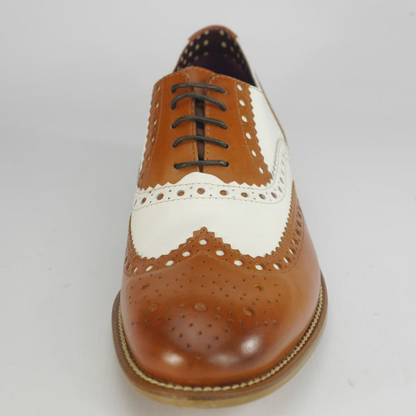 London Brogues Mens Leather Lace Up Wingtip Formal Gatsby Evening Brogue Shoes