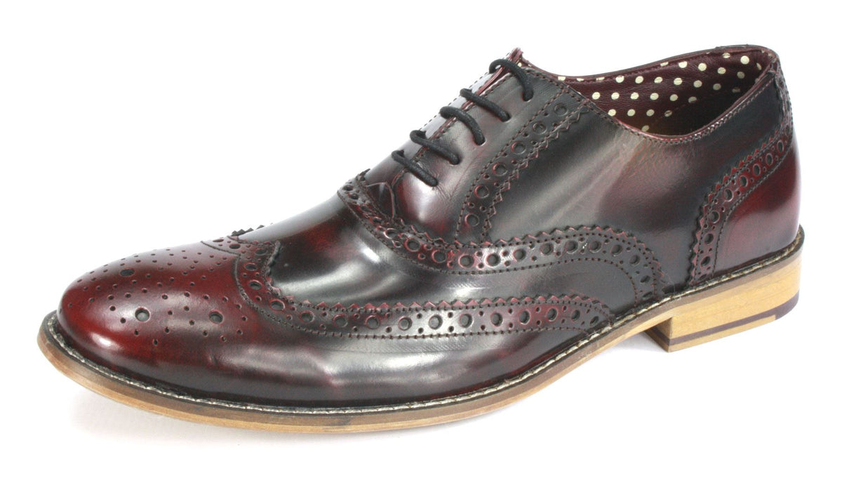 London Brogues Mens Leather Lace Up Wingtip Formal Gatsby Evening Brogue Shoes