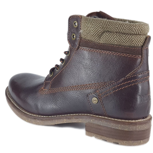 Wrangler Hill Tweed Lace Leather Combat Mens Boots