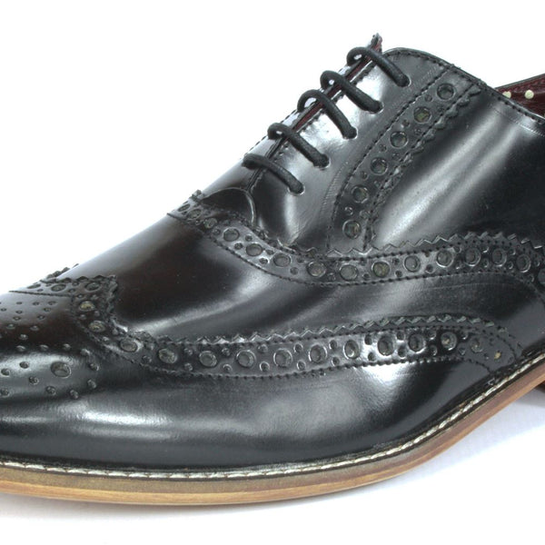 London Brogues Mens Leather Lace Up Wingtip Formal Gatsby Evening Brogue Shoes