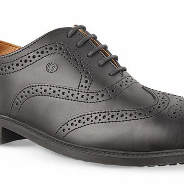 Jallatte Jaloscar JDR01 Mens Black Leather Safety Toecap Brogue Site Manager Shoes Lace Up