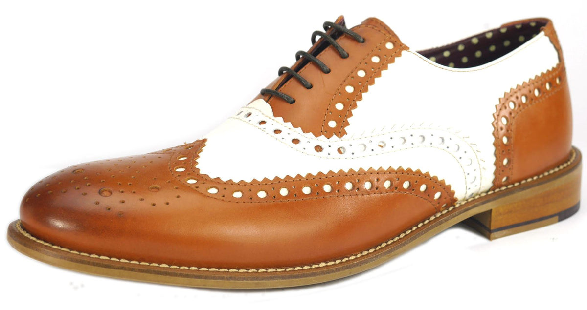 London Brogues Mens Leather Lace Up Wingtip Formal Gatsby Evening Brogue Shoes