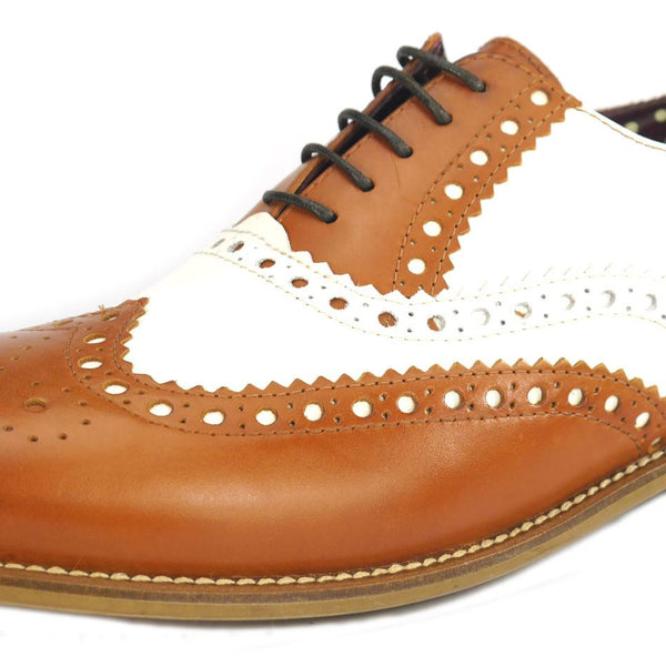London Brogues Mens Leather Lace Up Wingtip Formal Gatsby Evening Brogue Shoes